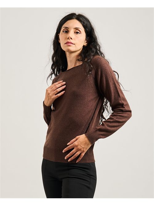 Silvian Heach women's wide crew neck sweater SILVIAN HEACH | GPA25241MACOFFEE GROUND